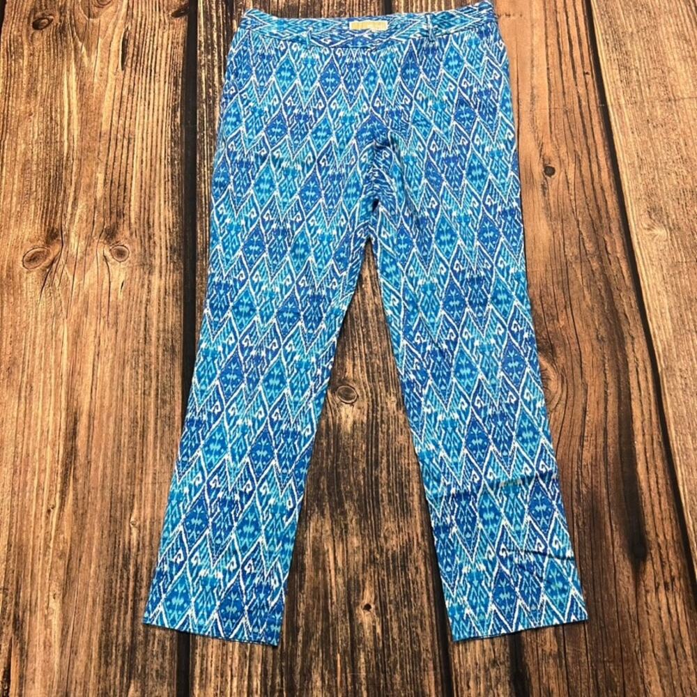 Michael Kors Women's Size 8 Blue Geometric Ankle Pants Casual
